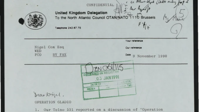 ARCHIVOS DESCLASIFICADOS PONEN EN EVIDENCIA EL PAPEL BRITÁNICO EN GLADIO